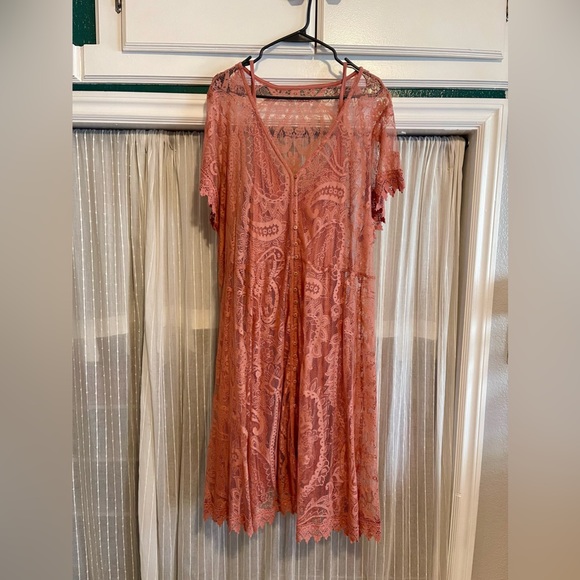 Coral Lace Dress - Picture 1 of 5
